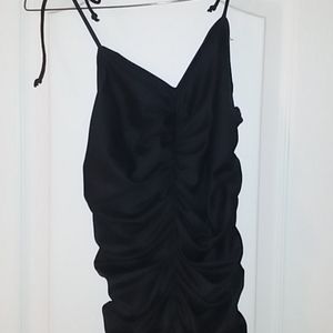 black drape dress